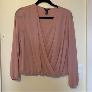 Forever21 Pink Blouse Wrap Blouse (Size S)